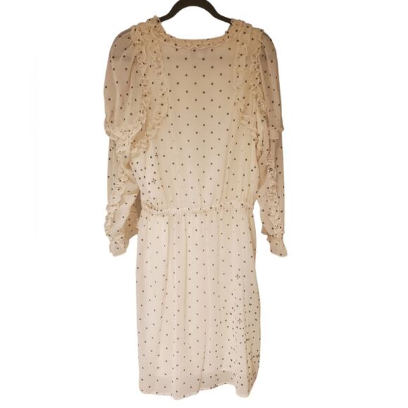 EUC Koche Collective White Polka-dot Frilly Ruffles Chiffon Dress French 40 US M - Picture 3 of 8
